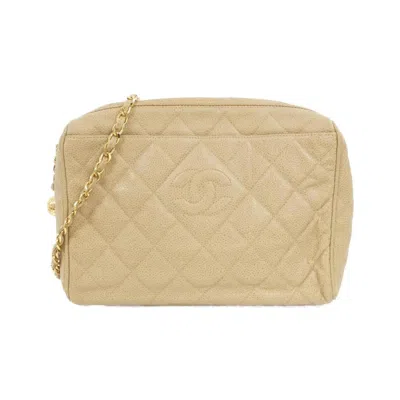Pre-owned Chanel Grained Calfskin Shoulder Bag () In Sand