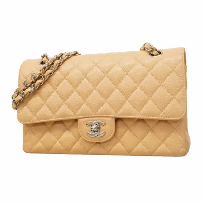 Pre-owned Chanel Grained Calfskin Shoulder Bag () In Sand