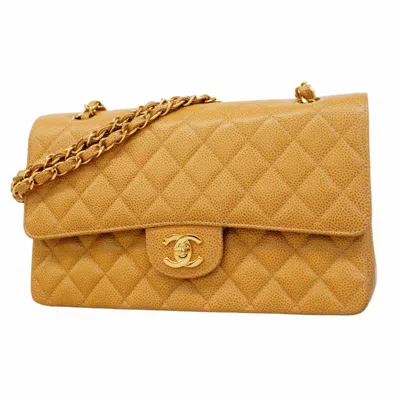 Pre-owned Chanel Grained Calfskin Shoulder Bag () In Sand