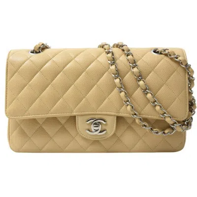Pre-owned Chanel Grained Calfskin Shoulder Bag () In Sand