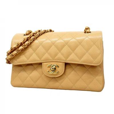 Pre-owned Chanel Grained Calfskin Shoulder Bag () In Sand