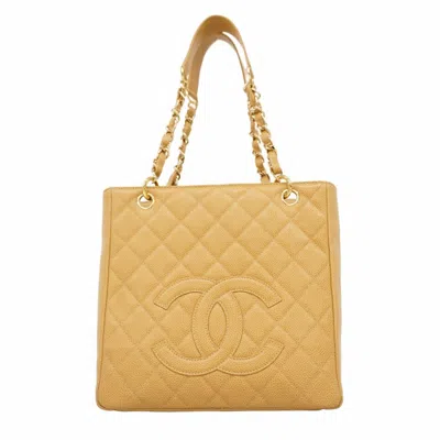Pre-owned Chanel Grained Calfskin Shoulder Bag () In Sand