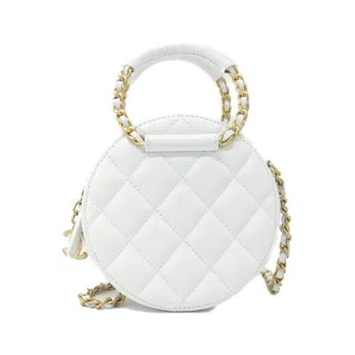 Pre-owned Chanel Grained Calfskin Shoulder Bag () In White