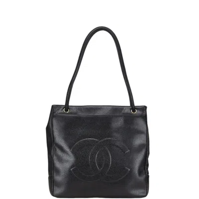 Pre-owned Chanel Grained Calfskin Shoulder Bag Tote Bag () In Black