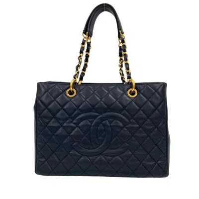 Pre-owned Chanel Grained Calfskin Shoulder Bag Tote Bag () In Blue