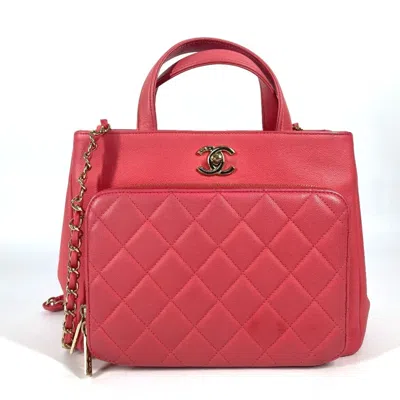 Pre-owned Chanel Grained Calfskin Shoulder Bag Tote Bag () In Pink