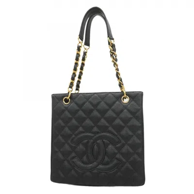 Pre-owned Chanel Grained Calfskin Tote Bag () In Black