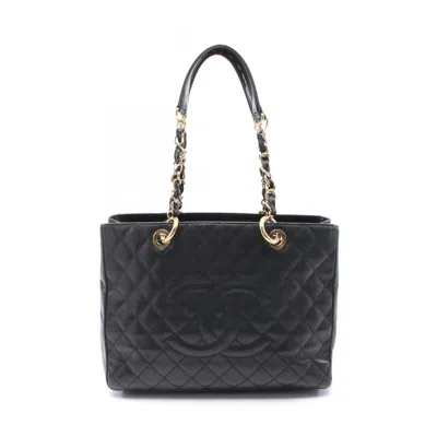 Pre-owned Chanel Grained Calfskin Tote Bag () In Black