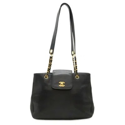 Pre-owned Chanel Grained Calfskin Tote Bag () In Black