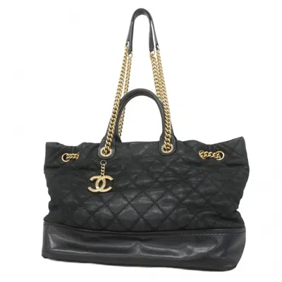 Pre-owned Chanel Grained Calfskin Tote Bag () In Black