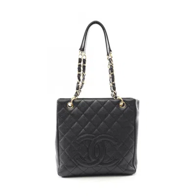Pre-owned Chanel Grained Calfskin Tote Bag () In Black