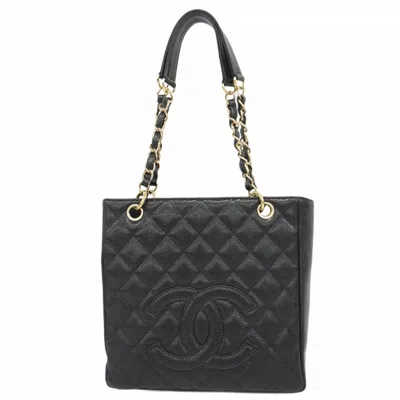 Pre-owned Chanel Grained Calfskin Tote Bag () In Black