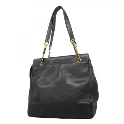Pre-owned Chanel Grained Calfskin Tote Bag () In Black