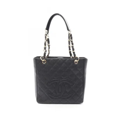 Pre-owned Chanel Grained Calfskin Tote Bag () In Black