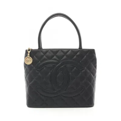 Pre-owned Chanel Grained Calfskin Tote Bag () In Black