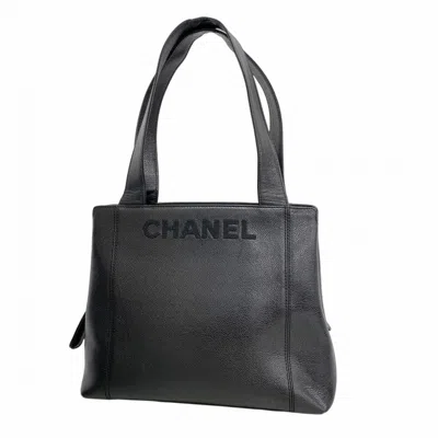 Pre-owned Chanel Grained Calfskin Tote Bag () In Black