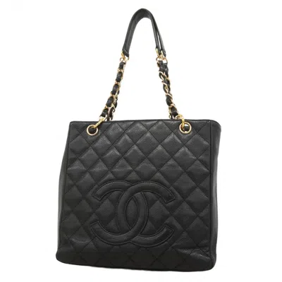 Pre-owned Chanel Grained Calfskin Tote Bag () In Black