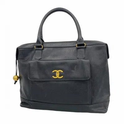 Pre-owned Chanel Grained Calfskin Tote Bag () In Black