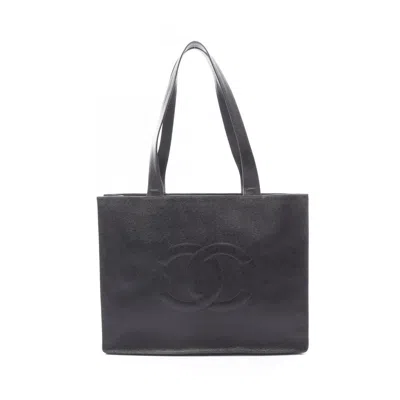 Pre-owned Chanel Grained Calfskin Tote Bag () In Black