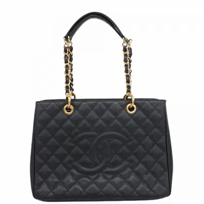 Pre-owned Chanel Grained Calfskin Tote Bag () In Black