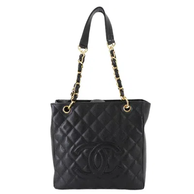 Pre-owned Chanel Grained Calfskin Tote Bag () In Black
