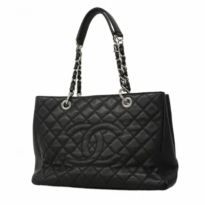 Pre-owned Chanel Grained Calfskin Tote Bag () In Black