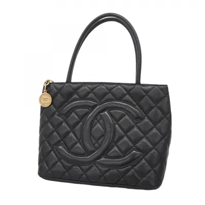 Pre-owned Chanel Grained Calfskin Tote Bag () In Black