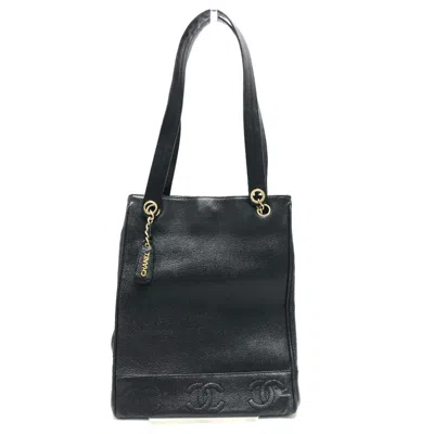 Pre-owned Chanel Grained Calfskin Tote Bag () In Black