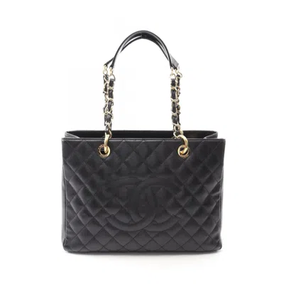 Pre-owned Chanel Grained Calfskin Tote Bag () In Black