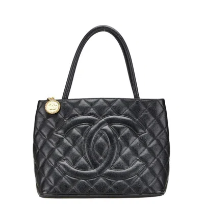 Pre-owned Chanel Grained Calfskin Tote Bag () In Black