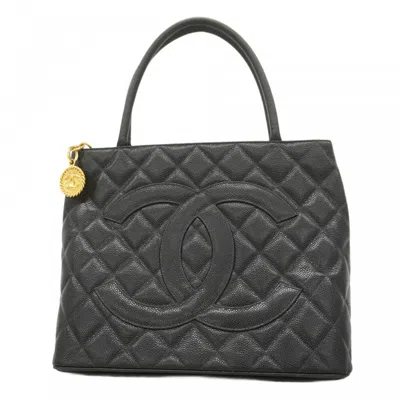Pre-owned Chanel Grained Calfskin Tote Bag () In Black