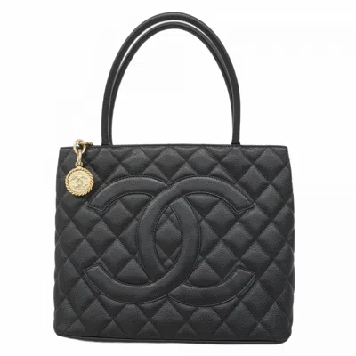 Pre-owned Chanel Grained Calfskin Tote Bag () In Black
