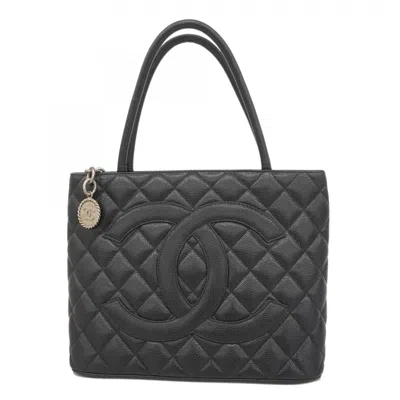 Pre-owned Chanel Grained Calfskin Tote Bag () In Black