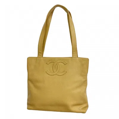 Pre-owned Chanel Grained Calfskin Tote Bag () In Sand