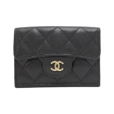 Pre-owned Chanel Grained Calfskin Wallet (tri-fold) () In Multi