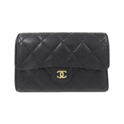 Pre-owned Chanel Grained Calfskin Wallet (tri-fold) () In Multi