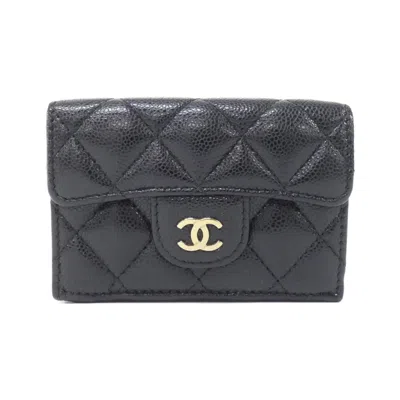 Pre-owned Chanel Grained Calfskin Wallet (tri-fold) () In Multi