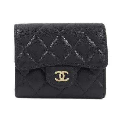 Pre-owned Chanel Grained Calfskin Wallet (tri-fold) () In Multi