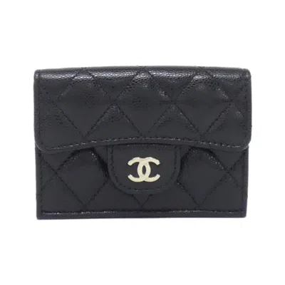 Pre-owned Chanel Grained Calfskin Wallet (tri-fold) () In Multi