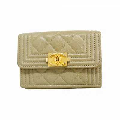 Pre-owned Chanel Grained Calfskin Wallet (tri-fold) () In Multi