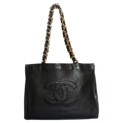 Pre-owned Chanel , Grand Shopper In Black Lambskin Leather