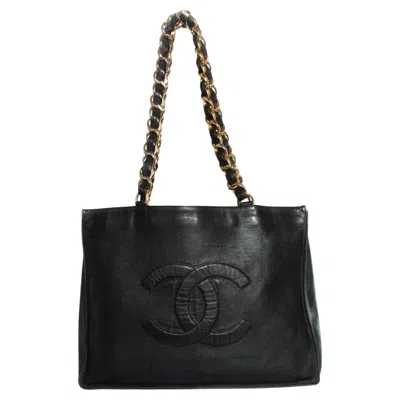 Pre-owned Chanel , Grand Shopper In Black Lambskin Leather