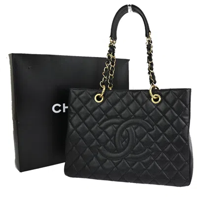 Pre-owned Chanel Grand Shopping Black Calfskin Tote Bag ()