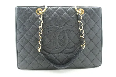 Pre-owned Chanel Grand Shopping Leather Tote Bag () In Black
