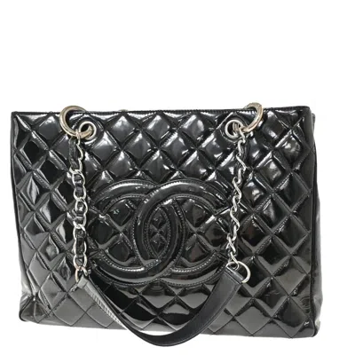 Pre-owned Chanel Grand Shopping Patent Leather Shoulder Bag () In Black
