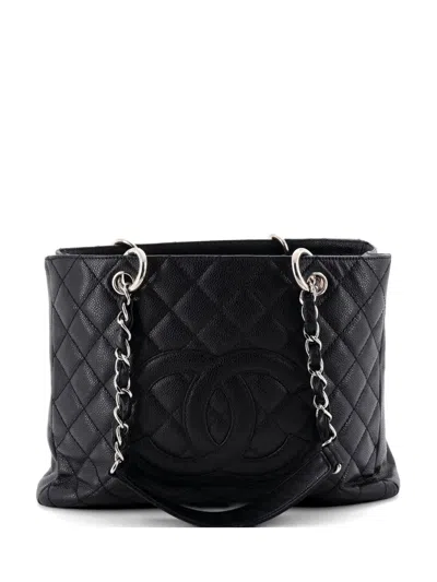 Pre-owned Chanel Grand Shopping Quilted Caviar Tote Bag In Black