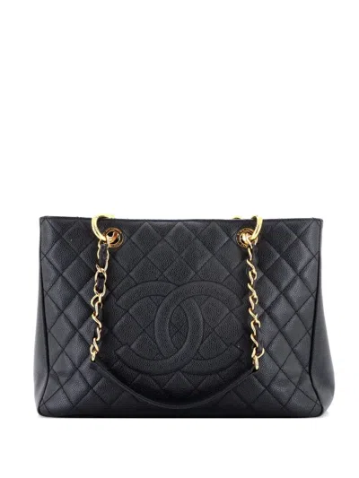 Pre-owned Chanel Grand Shopping Quilted Caviar Tote Bag In Black