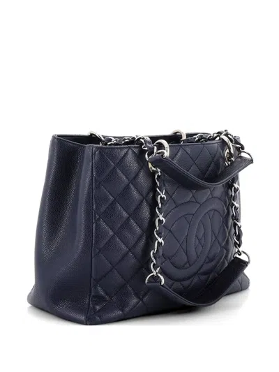 Pre-owned Chanel Grand Shopping Quilted Caviar Tote Bag In Black
