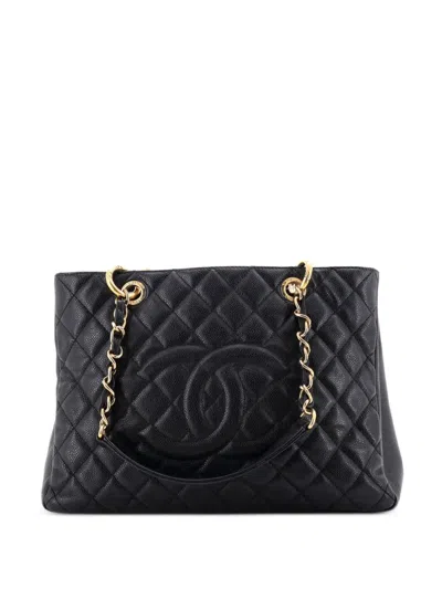 Pre-owned Chanel Grand Shopping Quilted Caviar Tote Bag In Black