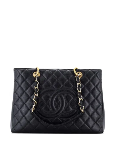 Pre-owned Chanel Grand Shopping Quilted Caviar Tote Bag In Black